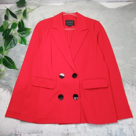 SANCTUARY The Boss Lady Bette Blazer Red Double Breasted Jacket Small Oversized - Picture 7 of 15